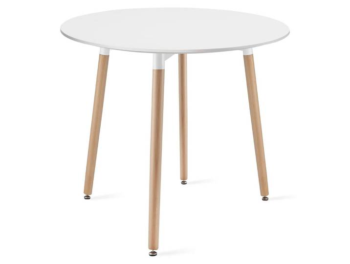 Table à manger ronde Kami blanche avec pieds en hêtre