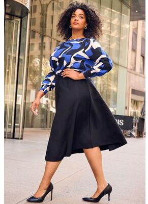 Plus Size Women's Jada Ponte Swing Skirt by Avenue in Black (Size 20)