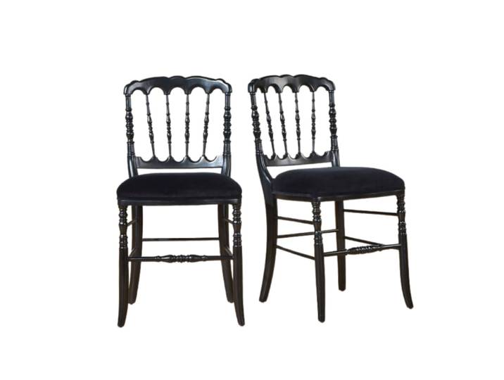 Lot de 2 chaises en hévéa et velours noir