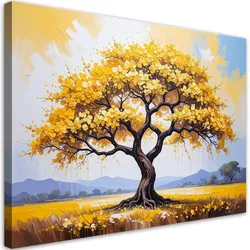 LEINWANDBILD 3D Goldener blühender Baum des Lebens 120x80cm