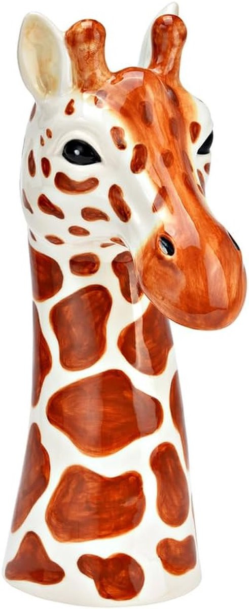 Vaas Giraffe Hoofd - Keramiek Decoratie - Beige Bruin - Hoogte: 30 cm