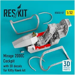 ResKit Mirage 2000C Cockpit with 3D decals for Kitty Hawk kit