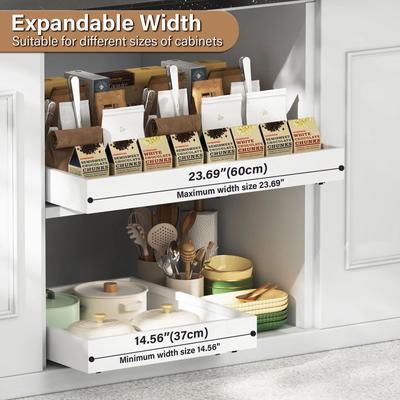 Uplift Treasures Expandable Pull Out Cabinet Organizer Tray Rack white 1pc
