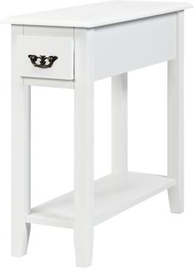 Sofa Side End Table 2 Tier Narrow Nightstand with Drawer