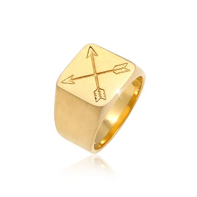 Siegelring KUZZOI "Ring Herren Siegelring Matt Basic Pfeil 925er Silber" Gr. 64, gold, Fingerringe, Herren, 64, ohne Stein, Silber 925 (Sterlingsilber), 15mm, Siegelring