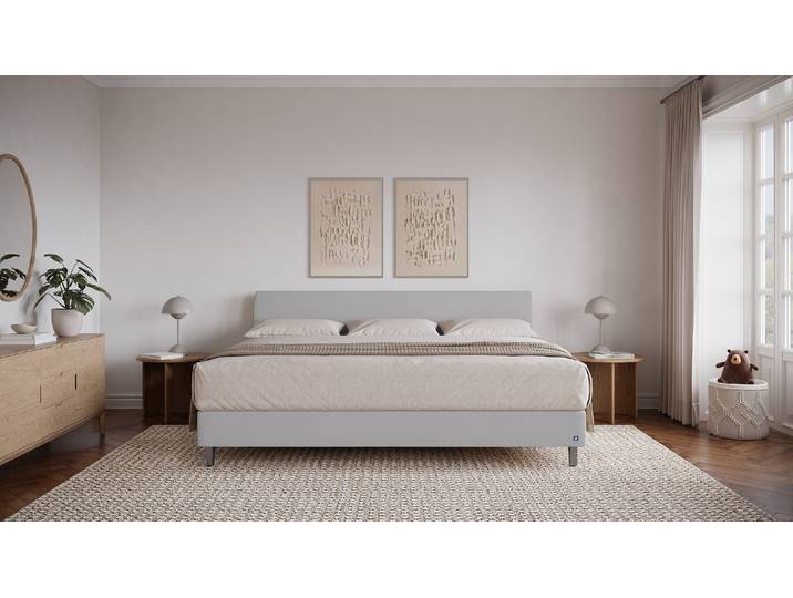 BRUNO Familienbett 240x200cm in Hellgrau XXL Boxspringbett Premium mehrfach ausgezeichnet in Design & Qualität