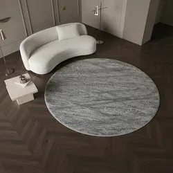 Teppich Hochflor TALFER in Grau, im Boho-Stil, aus Polypropylen, Ø 80 cm