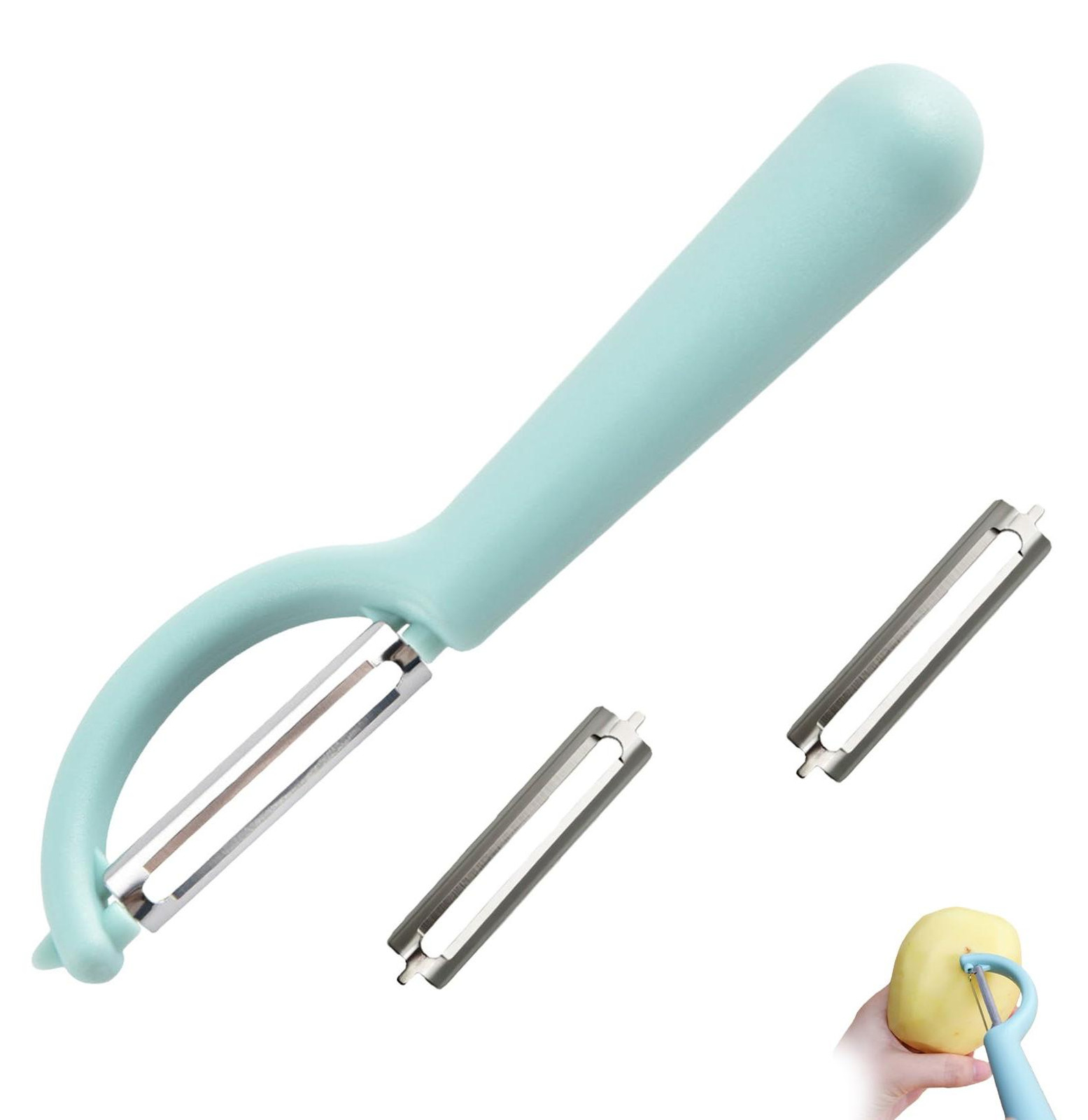 Solidchoice Groenteschiller met 2 vervangende messen in blauw