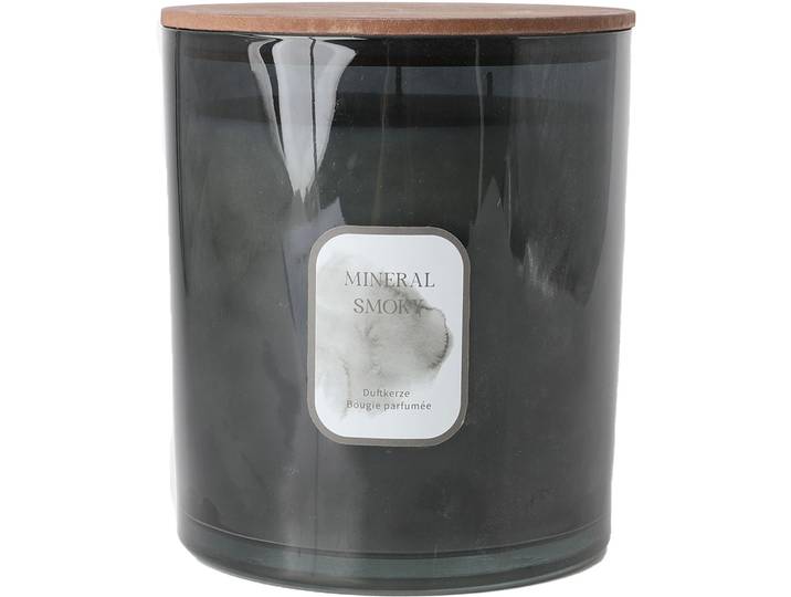 Duftkerze Urban grau H 18 D 16 cm 60 hr - Material: Glas, Holz - Duftkerze