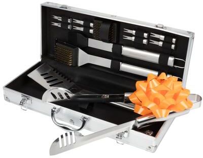 16-Piece BBQ Grill Accessories Set - Barbecue Tool Kit with Aluminum Case by Home-Complete