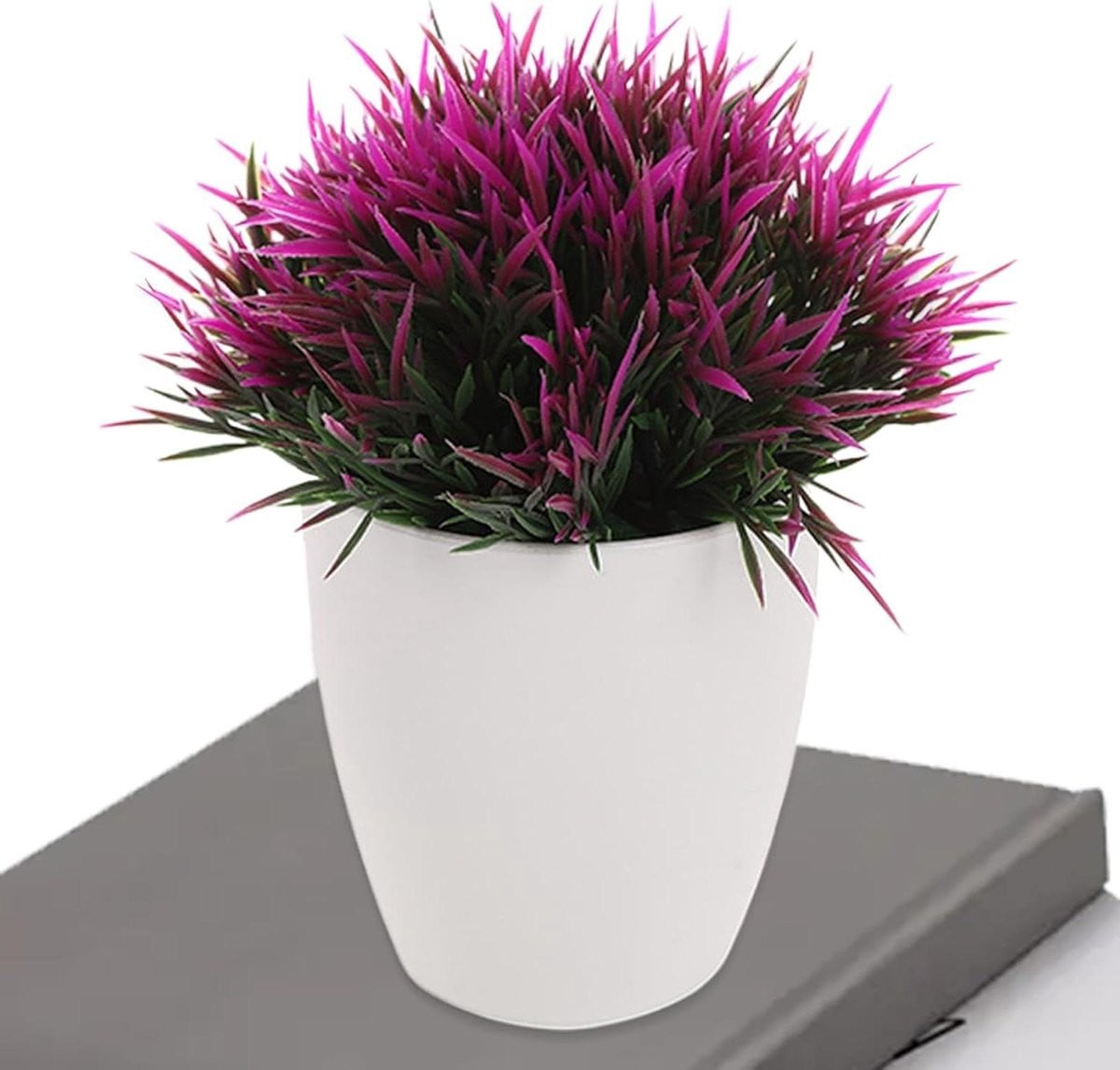 Realistische paarse kunstplant in pot voor interieurdecoratie, Hoogte: 14 cm