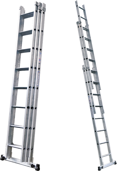 S.T.P. Tria 3TR A10084113345, 3x11 gradini, 8.25 m - Scala a sfilo in alluminio - Altezza stimata operativa 9.25 m