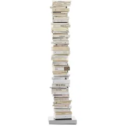 Opinion Ciatti Büchersäule Ptolomeo Sockel Edelstahl poliert silber, Designer Bruno Rainaldi, 35x160x35 cm