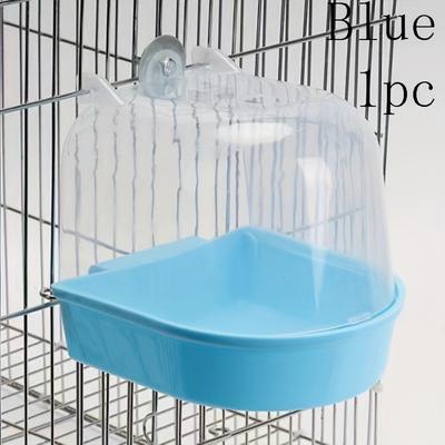 Youfap Market Splash Proof Transparent Bird Bath Tub, Parrot Shower W Easy Grip Handle For Lovebirds & Conures blue