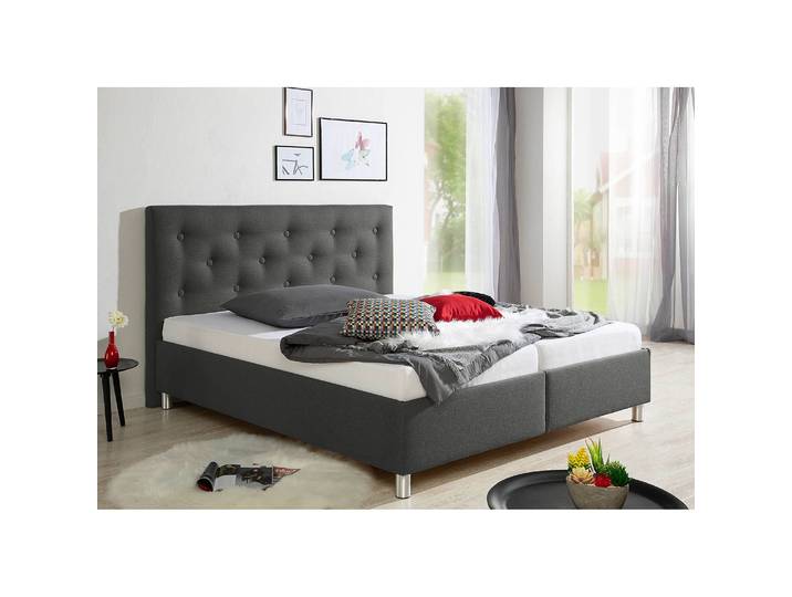 Polsterbett Yorktown 200 x 200cm Strukturstoff Grau/Dunkelgrau