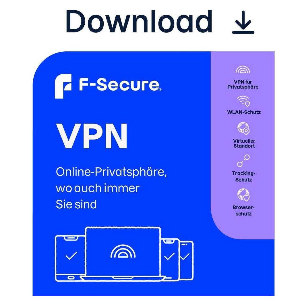 F-Secure VPN 1 Jahr/5 Geräte Download (5 User, 5 Geräte/User, 12 Monate) (FCFFBR1N005E1)