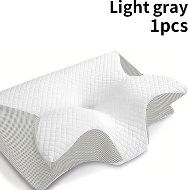 Uplifted Trends Ergonomic Memory Foam Travel Pillow For Neck Pain Relief Ideal For Home & Travel Comfort light Gray
