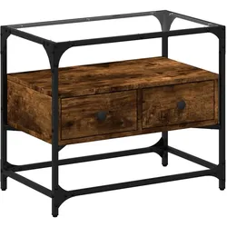 Helloshop26 - Multimedia-TV-Ständer Fernsehregal TV-Sideboard Esszimmer Wohnzimmer Schlafzimmer mit Glasplatte geräucherte Eiche 02_0026419