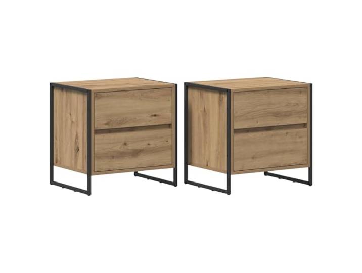 Heofavd 2er Set Nachttisch Kunsthandwerk Eiche 50x39,5x50 cm