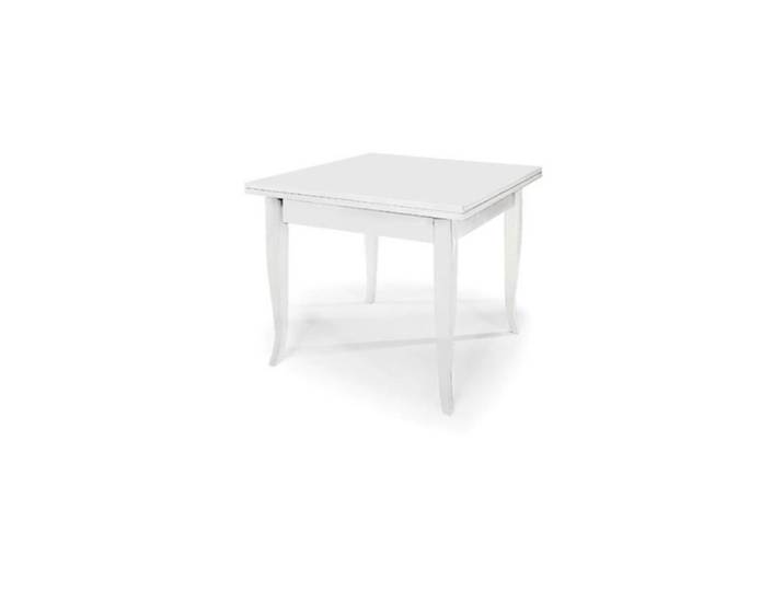 Table livre classique laqué blanc en bois - Classique italien - Extensible - 100x100 cm - 2 personnes