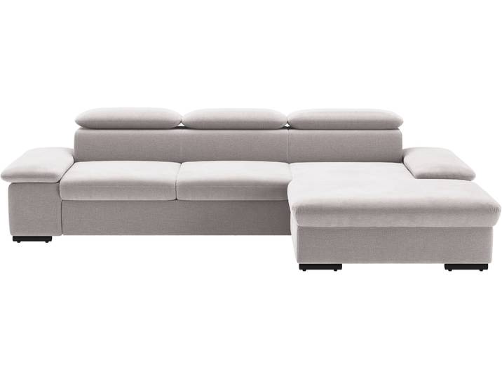 Ecksofa, Polyester, Silber 286×174 cm, Mit Bettfunktion & Verstellbare Armlehnen, Sit&More