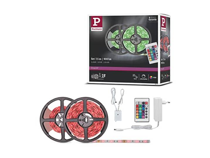 Paulmann 78979 SimpLED Strip Set 7,5 m LED Stripe 26W Lichtstreifen RGB Multicolor Lichtband beschichtet