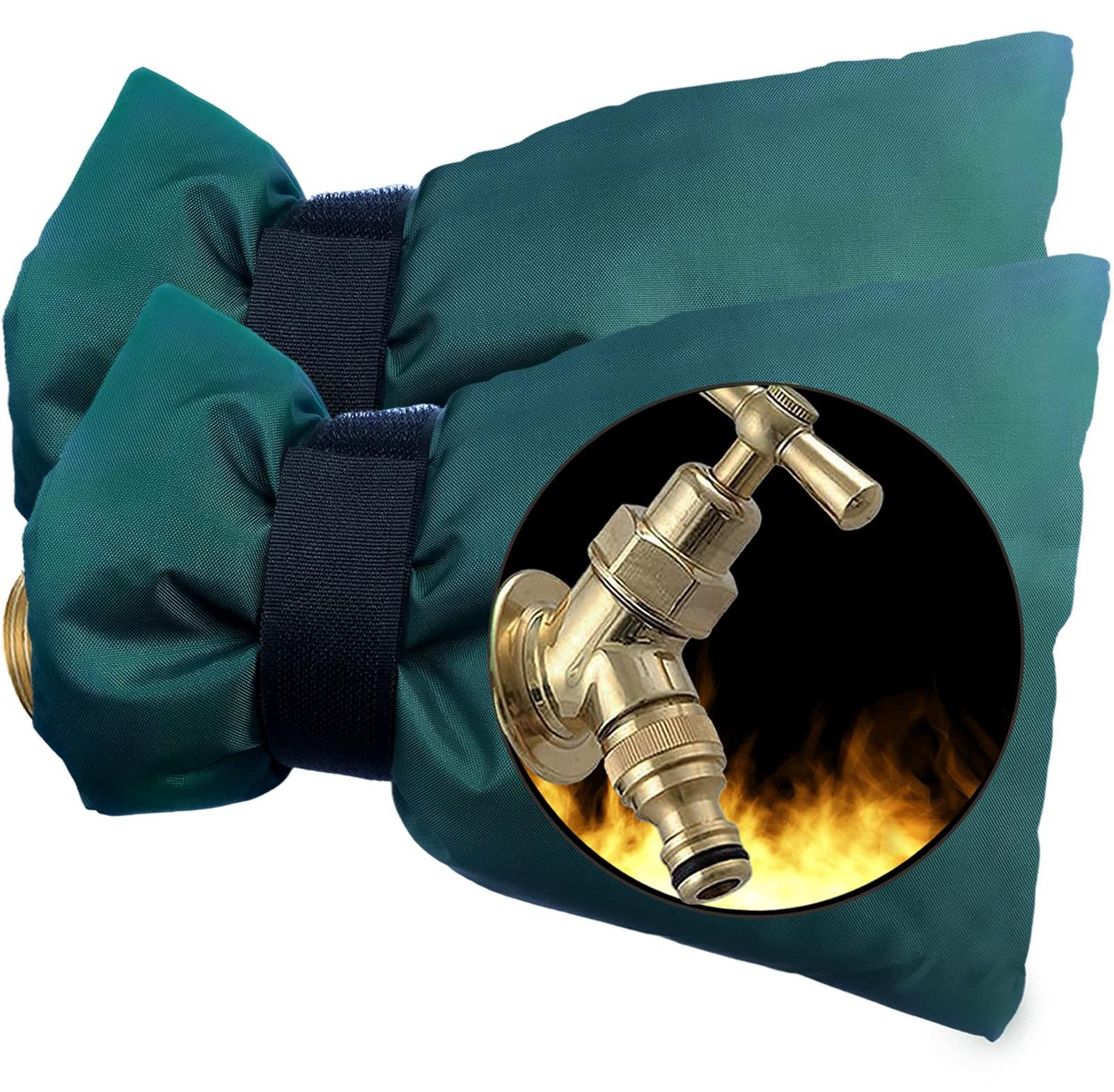 Solidchoice Set van 2 buitenafdekkingen voor waterkranen, winterbescherming, donkergroen