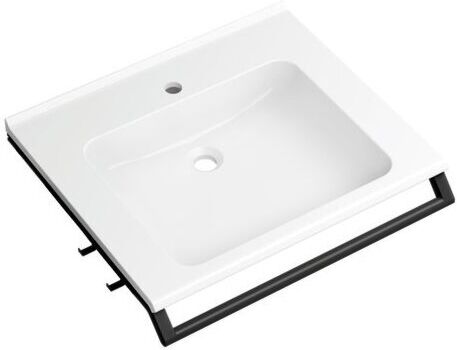 Hewi Mineralguss-Waschtisch 950.19.071DX 65x58cm, mit Haltegriff 65cm, 2 Haken, weiß, weiß tiefmatt