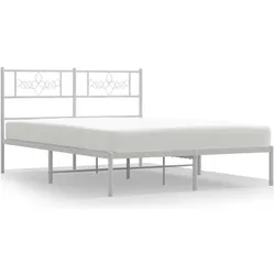 vidaXL, Bett, Bettgestell mit Kopfteil Metallbett Bett Doppelbett Weiss 120x200cm (120 x 200 cm)