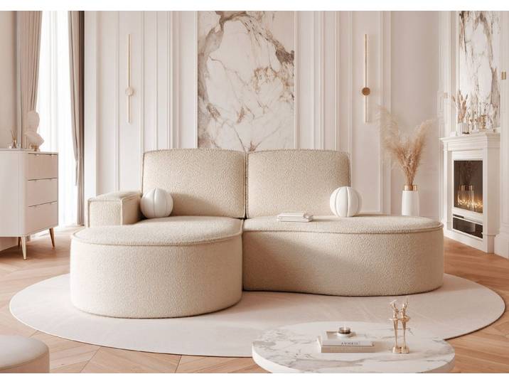 yourhouse24 Ecksofa Kompakte Design-Couch SOFIA L – Organischer Look & Bonell-Federung