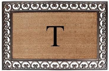 A1 Home Collections Rubber Coir Classic Paisley Border Monogrammed Welcome Entrance Doormat