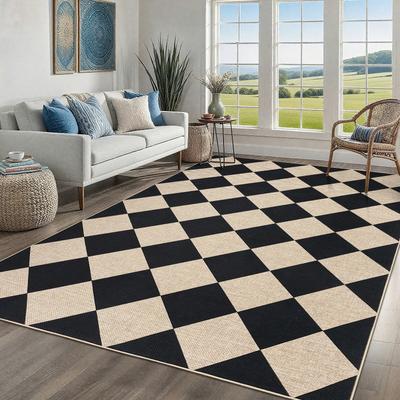 Garvee Checkerboard Diamond Easy Jute Area Rug