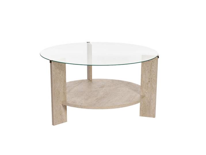 Calicosy Couchtisch mit 2 Platten, davon eine aus gehärtetem Glas 75/75/40 cm, Beige, Holzwerkstoff, 75x40x75 cm, Wohnzimmer, Wohnzimmertische, Couchtische