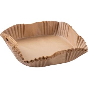 Fackelmann Backpapier für Heißluftfritteusen, 20 x 20 cm, braun, Antihaft-Beschichtung, 50 Stück