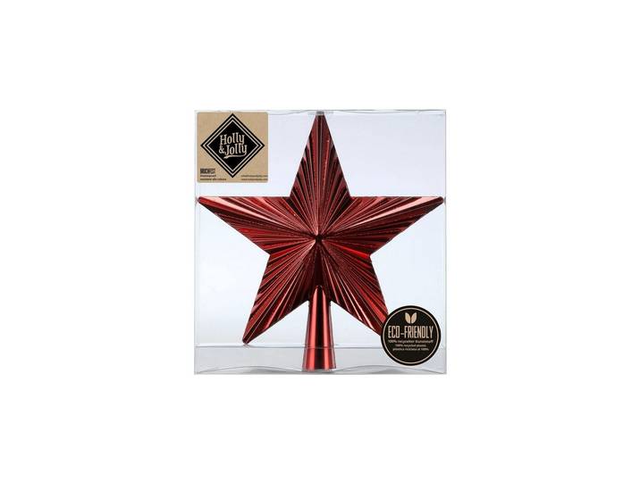 Christbaumschmuck Holly & Jolly Baumspitze Shellac 20 cm , rot, H:20cm, Weihnachtsbaumschmuck, Christbaumschmuck