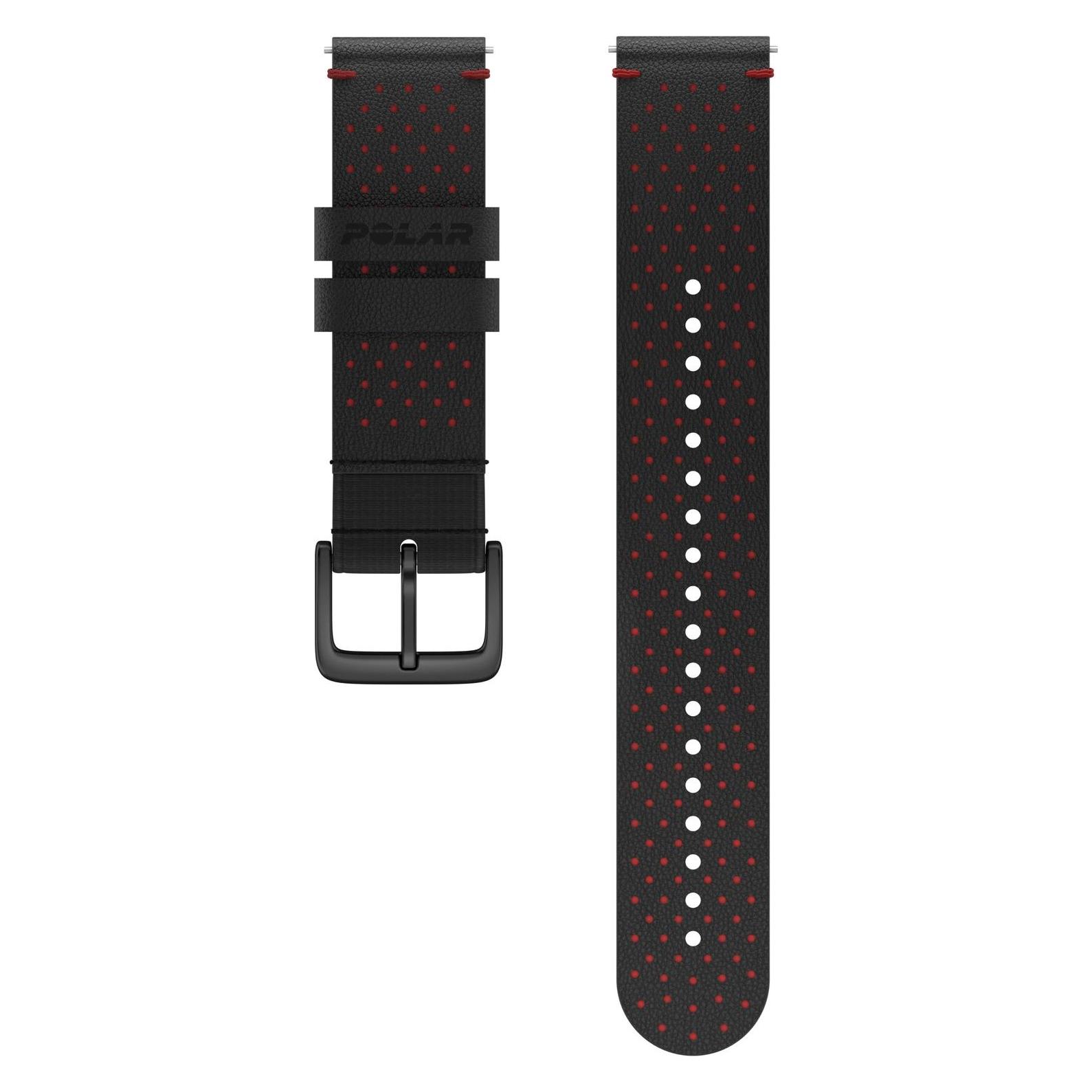 Polar Wrist Band 20mm Lthr Blk/Red M/L (20 mm, Leder) (0725882061320)