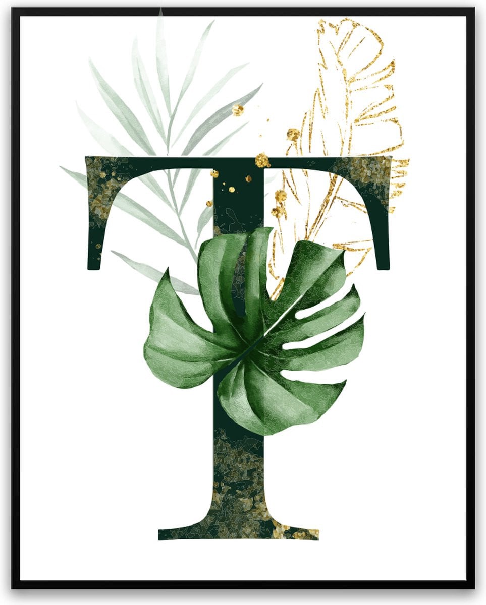 Letter T Fotolijst met glas en poster - Summer - 20 x 30 cm