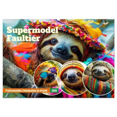 Supermodel Faultier. Professionelles Fotoshooting im Urwald (Wandkalender 2026 DIN A2 quer), CALVENDO Monatskalender