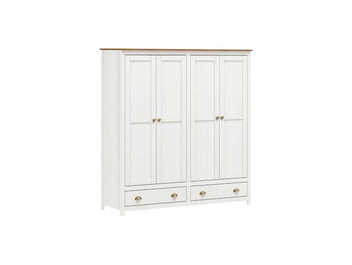 Livetastic Drehtürenschrank, Weiß, Holz, Kiefer, massiv, 4 Fächer, 2 Schublade(n) Schubladen, 176x185x54 cm, Schlafzimmer, Kleiderschränke, Kleiderschränke 4-türig