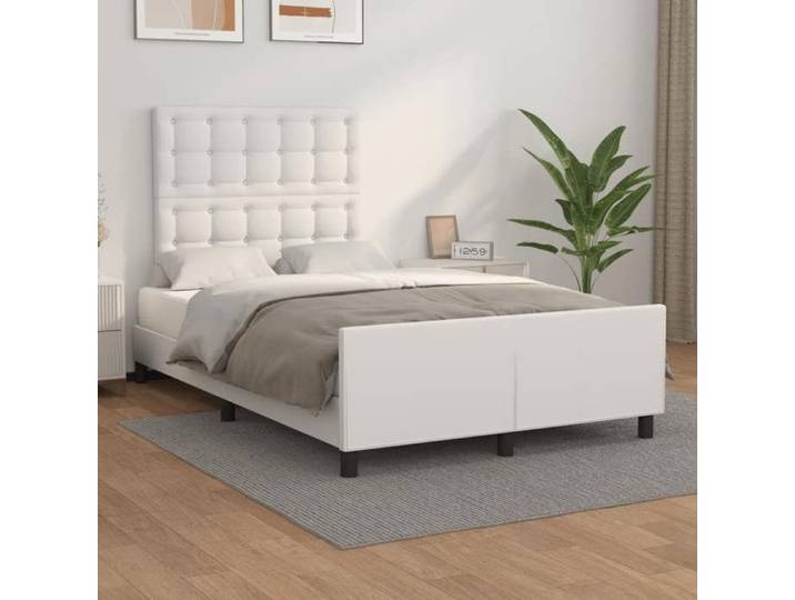 CLARENCE® Cadre de lit - (Taille unique) - Lit simple - sans matelas - blanc 120x190 cm - similicuir LV4162