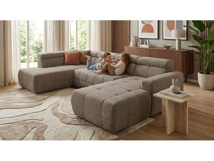 Wohnlandschaft OTTO HOME Ballerup 359 x 228 cm, auch mit verstellbarer Sitztiefe , beige (espresso), B:359cm H:80cm T:228cm, 100% Polyester, Sofas, Wohnlandschaft, Kopfteile & Sitztiefe verstellbar, Pet Friendly Bezug, U-Form