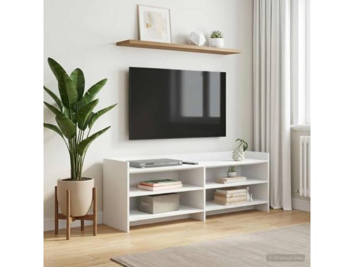 GKMBCVDFR TV-Schrank Holzwerkstoff Weiß 135 x 33 x 47 cm mit Stauraum Modernes rechteckiges Design, pflegeleichte Oberfläche, viele Fächer, robuste Konstruktion, einfache Montage zu zweit