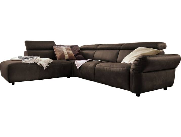 KAWOLA Sofa RISO Ecksofa mit motorischer Sitztiefenverstellung Leder anthrazit Recamiere links