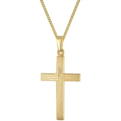 trendor 28592 Kreuz Gold 333 mit vergoldeter Silberkette, 60 cm