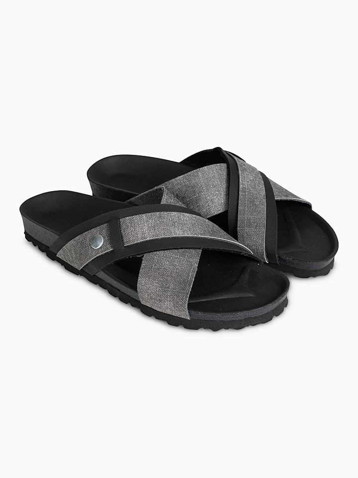 BACKSUN Pantoletten "Samy" in Schwarz/ Grau - 42