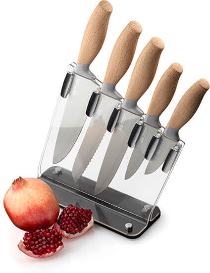 Taylor s Eye Witness Brooklyn Beech 5 Piece Sloping Knife Block Set