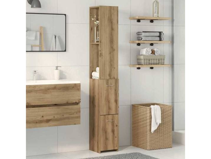 Remise Armoire de salle de bain - UU - Mobilier meuble de rangement chêne artisanal 25 x 25 x 170 cm JILIMAISON2025 42558473