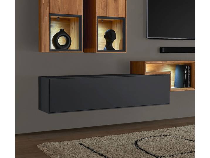 Hängeelement 140cm 'Locarno' MDF anthrazit mit Schubkasten