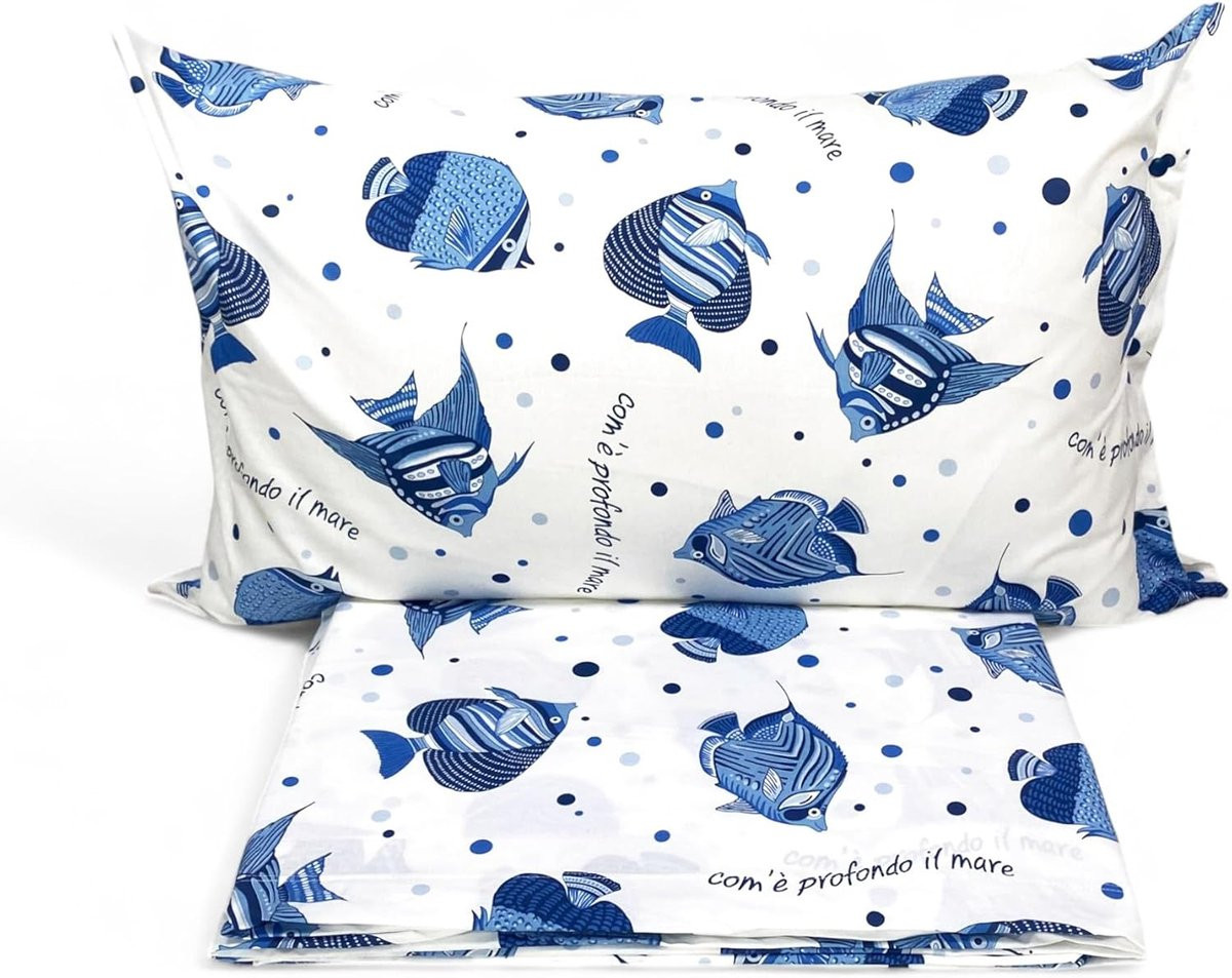 Katoenen Beddengoed Set - Zomer Dekbedovertrek - Marineblauw - 250x300 cm
