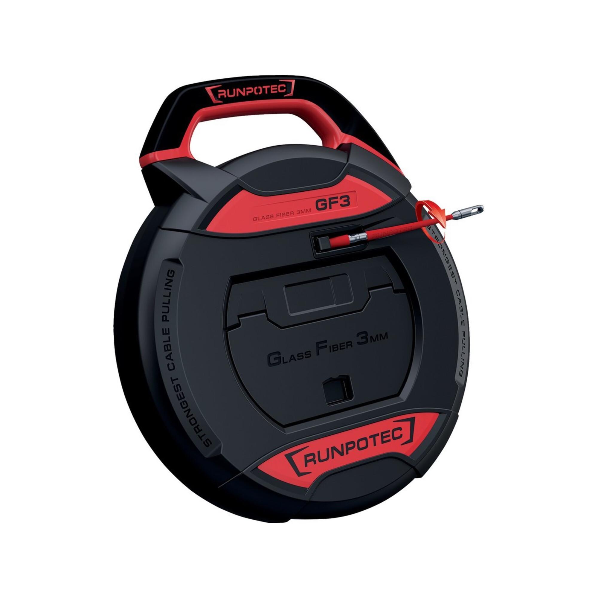 Runpotec GF3 Kabeleinziehgerät Band-L.20m Biege-R.38mm o.Meterzähler, aus Glasfaser mit Bandlänge 20m und Biegeradius 38mm für Kabeleinziehen, 10196)